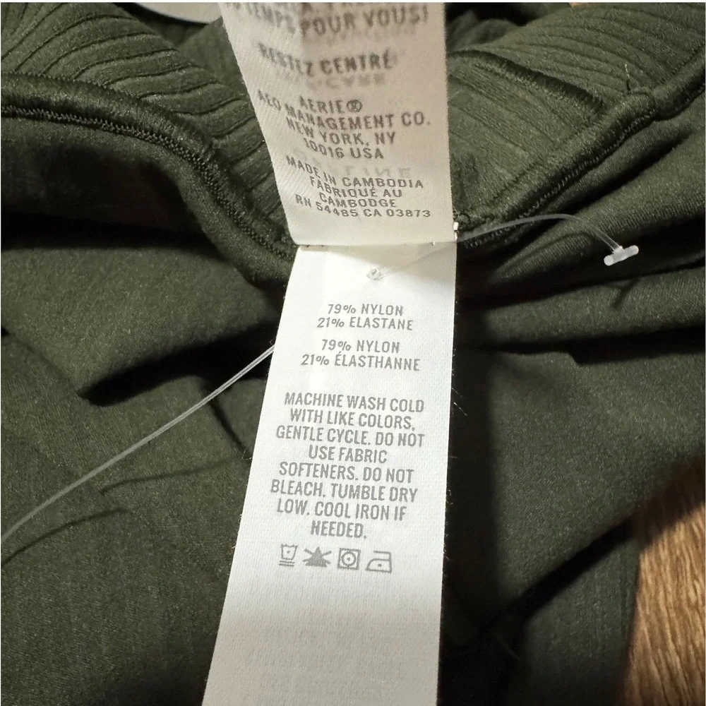 Aerie Offline Real Me Xtra 7/8 High Rise Leggings Ribbed Green Athletic Size S - Picture 5 of 7